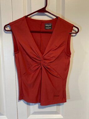 #162 Patagonia Organic Cotton Twist Front Tank Top, Sienna (Orange) ,Size Small